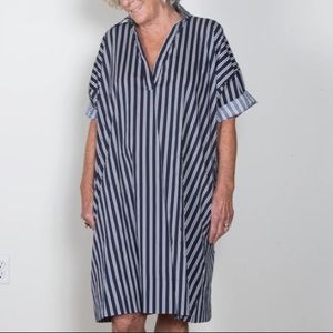 OLAMAIE DRESS - NAVY & WHITE STRIPE